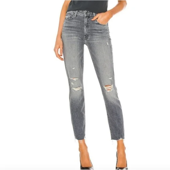 Mother High Waisted Looker Ankle Nick Fray Jeans - Picture 1 of 16